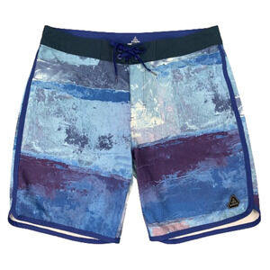Prana Board Shorts Mens 36 Dusky Skies Elliot High Seas Lightweight Surf Swim